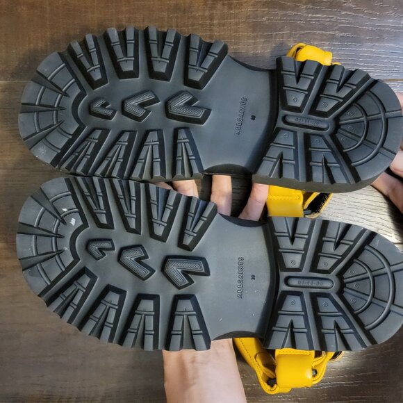 NEW ALLSAINTS Helium Sandals Womens 9Yellow Lug Chunky Grunge Designer Casual - Picture 8 of 10